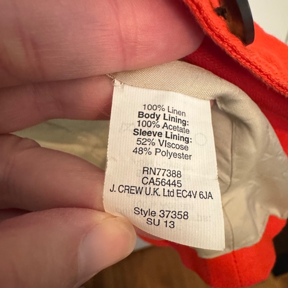 J.Crew Orange 100% Linen Schoolboy Blazer Jacket Casual Lined 37358 - Size 2! - Picture 5 of 7